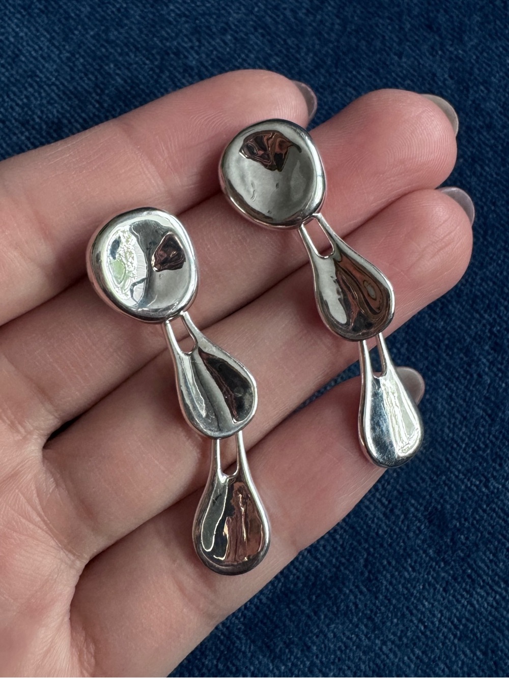 Robert Lee Morris RLM 925 Sterling Silver Liquid Multi-Drop Statement Earrings